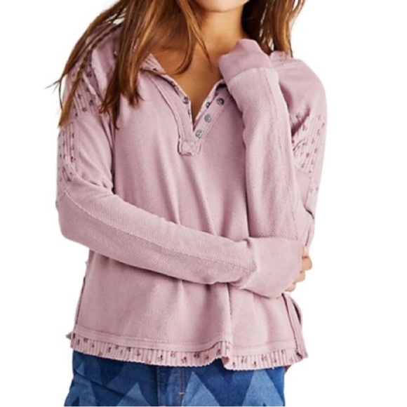 Free People Heart to Heart Henley Mauve S - Picture 2 of 12
